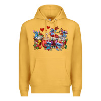 Mustard christmas stitch coffee cups Premium Hoodie - AdoDesignShop