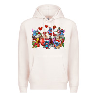 Pale Pink christmas stitch coffee cups Premium Hoodie - AdoDesignShop