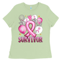 Matcha Balloons cancer ribbon survivor Ladies Tee - Artiststas