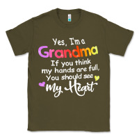 Army Green grandma t  shirt yes i'm grandma if you think my hands are full t  shi Classic Tee - linhVisuals