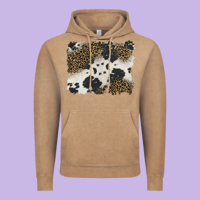 Black And White Cowhide Background Vintage Hoodie Designed By Barkaloodesign