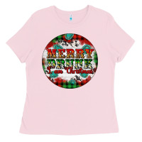 Bubblegum Pink Merry Drunk I'am Christmas Ladies Tee - Artiststas