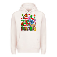 Pale Pink my first christmas stitch Premium Hoodie - AdoDesignShop