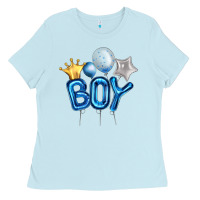 Baby Blue Birthday Boy Balloon Ladies Tee - Artiststas