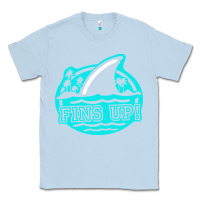 Dusty Blue fins up ocean Classic Tee - linhVisuals