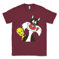 Burgundy tweety and sylvester Classic Tee - linhVisuals