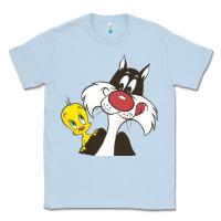 Dusty Blue tweety and sylvester Classic Tee - linhVisuals
