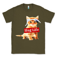Army Green hug life kitty cat Classic Tee - linhVisuals