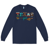 Navy texas girl serape turquoise leopard cowhide arrow Long Sleeve Tee - Artiststas