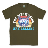 Army Green skiing t  shirt ski goggles cat the meowtains are calling skier winter Classic Tee - linhVisuals