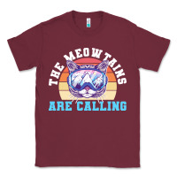 Burgundy skiing t  shirt ski goggles cat the meowtains are calling skier winter Classic Tee - linhVisuals