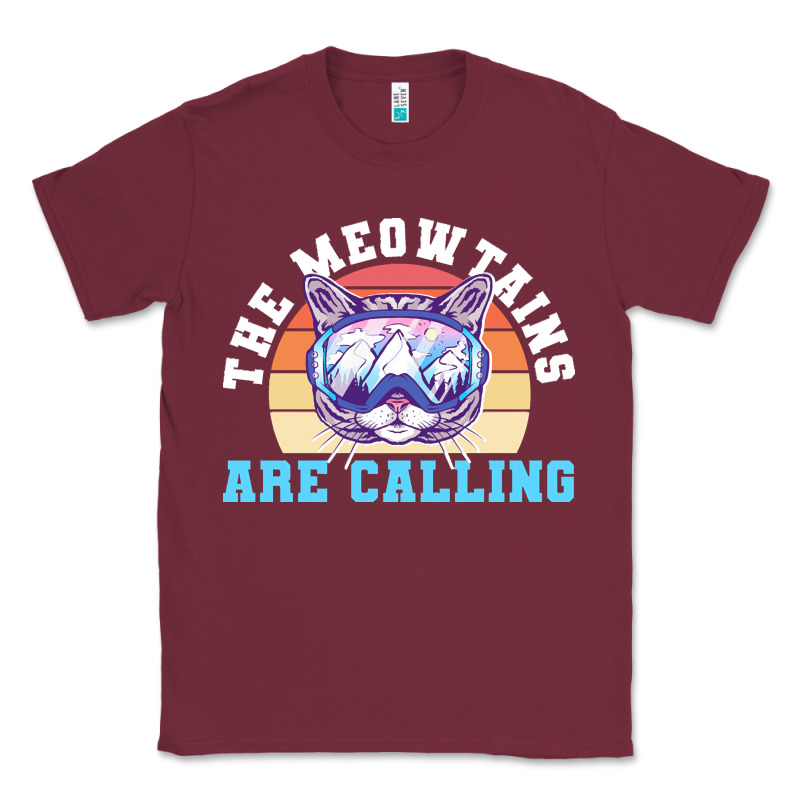 Skiing T  Shirt Ski Goggles Cat The Meowtains Are Calling Skier Winter Classic Tee by linhVisuals | Teevron