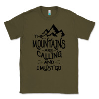 Army Green the mountains are calling and i must go   black Classic Tee - linhVisuals