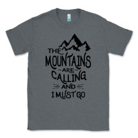Charcoal Heather the mountains are calling and i must go   black Classic Tee - linhVisuals