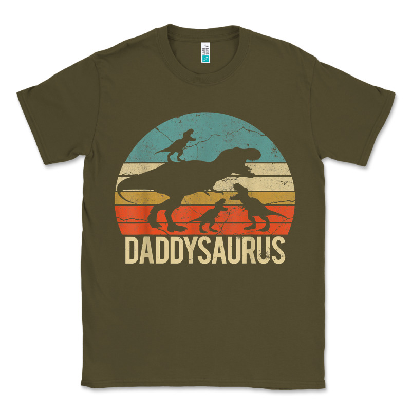 Daddy Dinosaur Daddysaurus 3 Three Kids Xmas Christmas Gift T Shirt Classic Tee by linhVisuals | Teevron