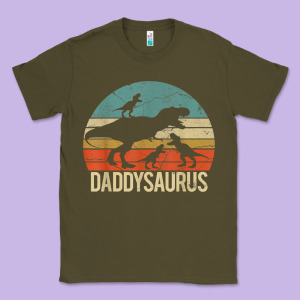 Daddy Dinosaur Daddysaurus 3 Three Kids Xmas Christmas Gift T Shirt Classic Tee Designed By Linhvisuals