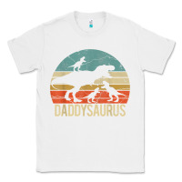 White daddy dinosaur daddysaurus 3 three kids xmas christmas gift t shirt Classic Tee - linhVisuals