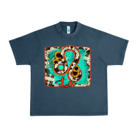 Midnight Navy leo turquoise cowhide Urban Heavy Tee - RanaPortraitStore