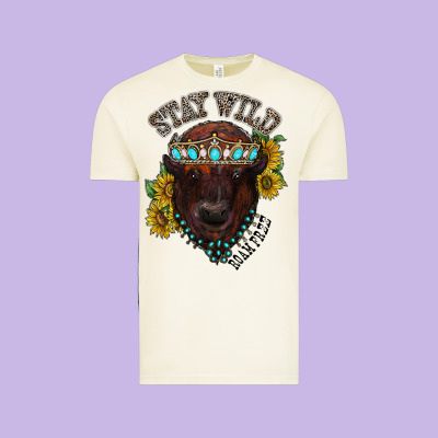 Turquoise Bison Vintage Tee Designed By Racoondesign