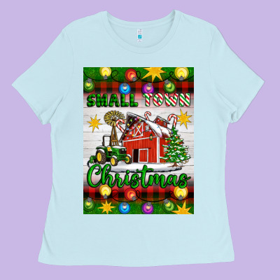 Small Town Christmas Ladies Tee Designed By Artiststas
