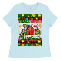 Baby Blue Small Town Christmas Ladies Tee - Artiststas