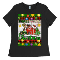 Black Small Town Christmas Ladies Tee - Artiststas