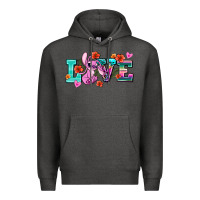 Charcoal Heather love stitch Premium Hoodie - AdoDesignShop
