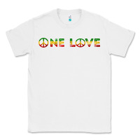 White one love rasta reggae music rastafarian lover jamaica peace t shirt Classic Tee - linhVisuals
