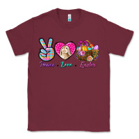 Burgundy Peace Love Easter Classic Tee - BundleAndBundleShop