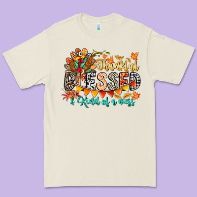 Thankful Blessed Kind Of Mess Premium Tee Designed By Cowhidedigitalart