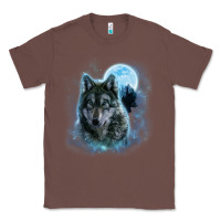 Chestnut t shirt, grey wolf hunting ground, icy moon, forest, galaxy Classic Tee - linhVisuals