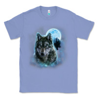 Colony Blue t shirt, grey wolf hunting ground, icy moon, forest, galaxy Classic Tee - linhVisuals