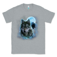 Heather Grey t shirt, grey wolf hunting ground, icy moon, forest, galaxy Classic Tee - linhVisuals