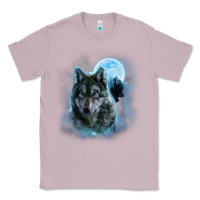 Lilac t shirt, grey wolf hunting ground, icy moon, forest, galaxy Classic Tee - linhVisuals