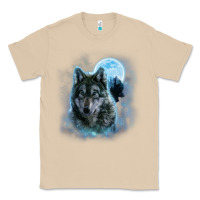 Mushroom t shirt, grey wolf hunting ground, icy moon, forest, galaxy Classic Tee - linhVisuals