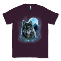 Plum t shirt, grey wolf hunting ground, icy moon, forest, galaxy Classic Tee - linhVisuals