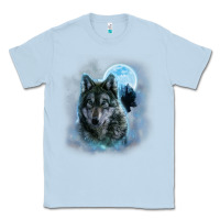 T Shirt, Grey Wolf Hunting Ground, Icy Moon, Forest, Galaxy Classic Tee | Teevron
