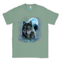 Sage t shirt, grey wolf hunting ground, icy moon, forest, galaxy Classic Tee - linhVisuals