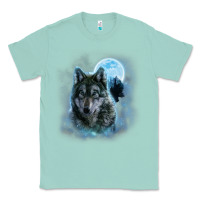 Seafoam t shirt, grey wolf hunting ground, icy moon, forest, galaxy Classic Tee - linhVisuals