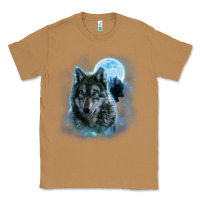 Toasted Coconut t shirt, grey wolf hunting ground, icy moon, forest, galaxy Classic Tee - linhVisuals