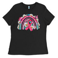 Black Breast Cancer Rainbow Ladies Tee - Artiststas