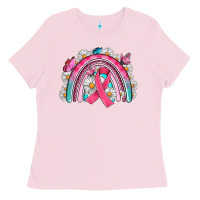 Bubblegum Pink Breast Cancer Rainbow Ladies Tee - Artiststas