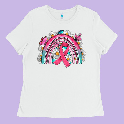Breast Cancer Rainbow Ladies Tee Designed By Artiststas