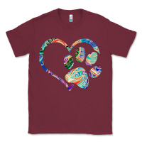 Burgundy dog paw print tie dye rainbow dog lover rescue retro 70s t shirt Classic Tee - linhVisuals