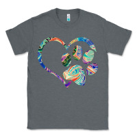 Charcoal Heather dog paw print tie dye rainbow dog lover rescue retro 70s t shirt Classic Tee - linhVisuals