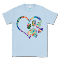 Dusty Blue dog paw print tie dye rainbow dog lover rescue retro 70s t shirt Classic Tee - linhVisuals
