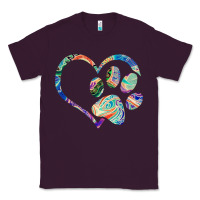 Plum dog paw print tie dye rainbow dog lover rescue retro 70s t shirt Classic Tee - linhVisuals