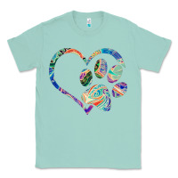 Seafoam dog paw print tie dye rainbow dog lover rescue retro 70s t shirt Classic Tee - linhVisuals
