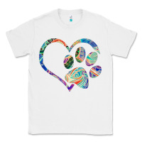 White dog paw print tie dye rainbow dog lover rescue retro 70s t shirt Classic Tee - linhVisuals