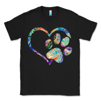 Black dog paw print tie dye rainbow dog lover rescue retro 70s t shirt Classic Tee - linhVisuals